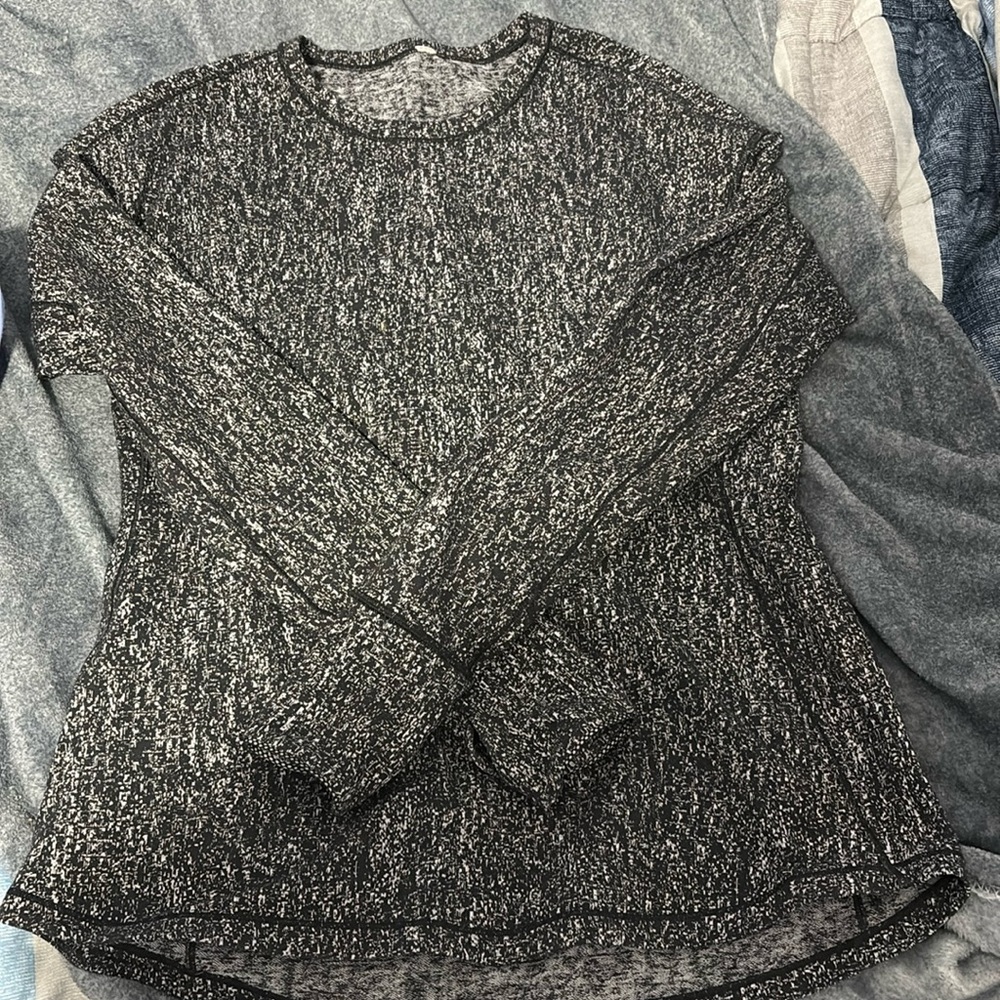 Lululemon long sleeve running top xl black grey speckled 14
